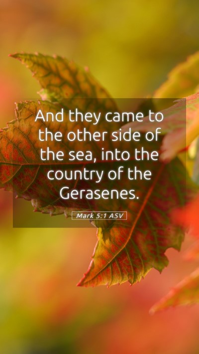 Picture 05 - Mark 5:1 ASV Mobile Phone Wallpaper - And they came to the other side of the sea, into - Mobile Bible Verse Wallpaper