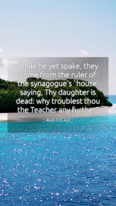 Picture 05 - Mark 5:35 ASV Mobile Phone Wallpaper - While he yet spake, they come from the ruler of - Mobile Bible Verse Wallpaper