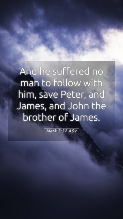 Picture 05 - Mark 5:37 ASV Mobile Phone Wallpaper - And he suffered no man to follow with him, save - Mobile Bible Verse Wallpaper