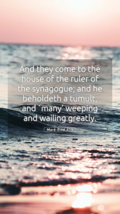 Picture 05 - Mark 5:38 ASV Mobile Phone Wallpaper - And they come to the house of the ruler of the - Mobile Bible Verse Wallpaper