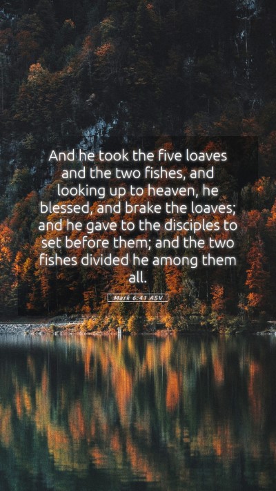 Picture 05 - Mark 6:41 ASV Mobile Phone Wallpaper - And he took the five loaves and the two fishes, - Mobile Bible Verse Wallpaper