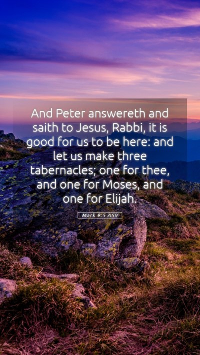 Picture 05 - Mark 9:5 ASV Mobile Phone Wallpaper - And Peter answereth and saith to Jesus, Rabbi, it - Mobile Bible Verse Wallpaper
