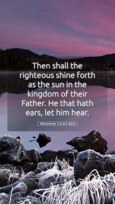 Picture 05 - Matthew 13:43 ASV Mobile Phone Wallpaper - Then shall the righteous shine forth as the sun - Mobile Bible Verse Wallpaper