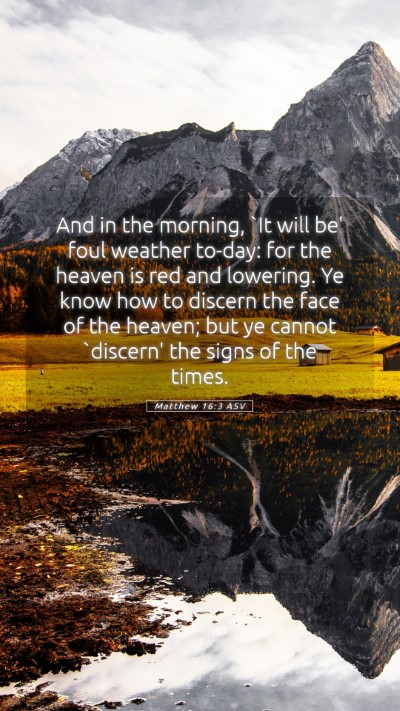 Picture 05 - Matthew 16:3 ASV Mobile Phone Wallpaper - And in the morning, `It will be' foul weather - Mobile Bible Verse Wallpaper