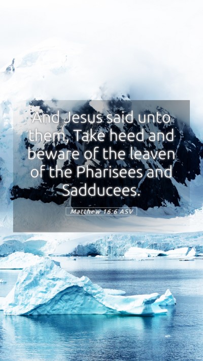 Picture 05 - Matthew 16:6 ASV Mobile Phone Wallpaper - And Jesus said unto them, Take heed and beware of - Mobile Bible Verse Wallpaper