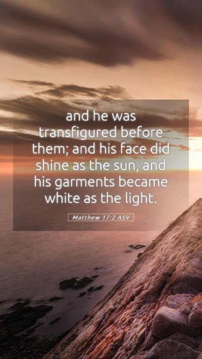 Picture 05 - Matthew 17:2 ASV Mobile Phone Wallpaper - and he was transfigured before them; and his face - Mobile Bible Verse Wallpaper