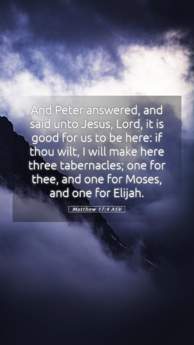 Picture 05 - Matthew 17:4 ASV Mobile Phone Wallpaper - And Peter answered, and said unto Jesus, Lord, it - Mobile Bible Verse Wallpaper