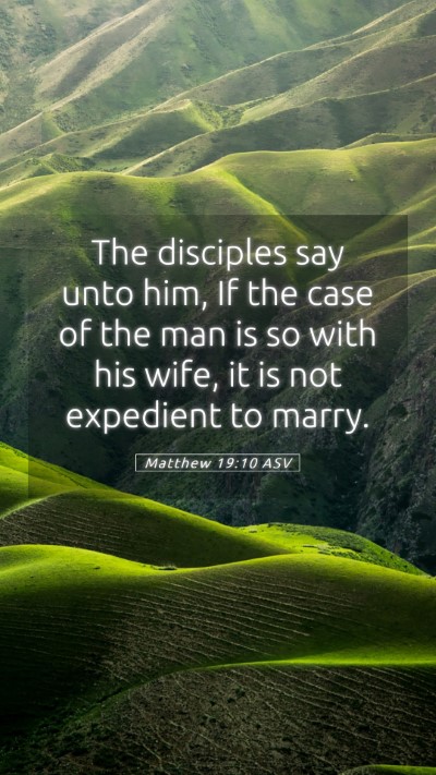 Picture 05 - Matthew 19:10 ASV Mobile Phone Wallpaper - The disciples say unto him, If the case of the - Mobile Bible Verse Wallpaper