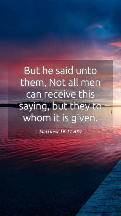 Picture 05 - Matthew 19:11 ASV Mobile Phone Wallpaper - But he said unto them, Not all men can receive - Mobile Bible Verse Wallpaper