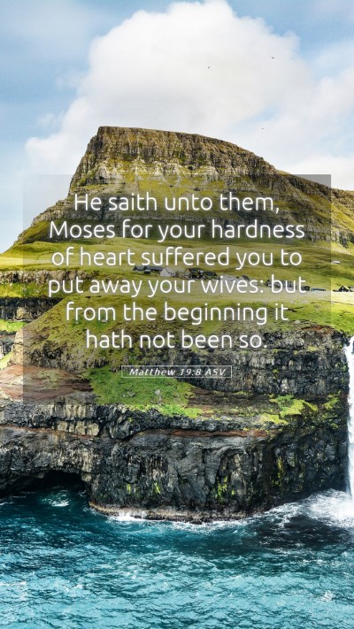 Picture 05 - Matthew 19:8 ASV Mobile Phone Wallpaper - He saith unto them, Moses for your hardness of - Mobile Bible Verse Wallpaper