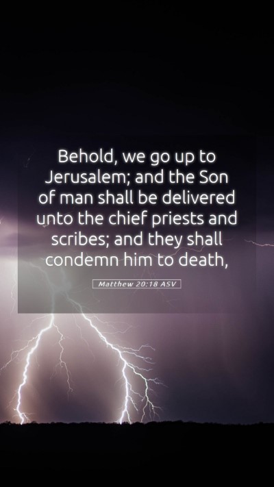 Picture 05 - Matthew 20:18 ASV Mobile Phone Wallpaper - Behold, we go up to Jerusalem; and the Son of man - Mobile Bible Verse Wallpaper