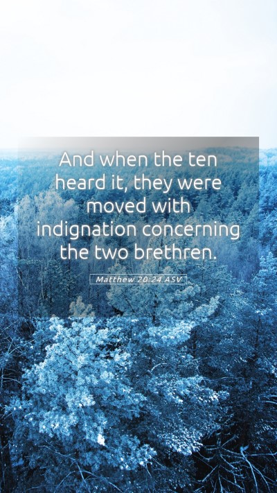 Picture 05 - Matthew 20:24 ASV Mobile Phone Wallpaper - And when the ten heard it, they were moved with - Mobile Bible Verse Wallpaper