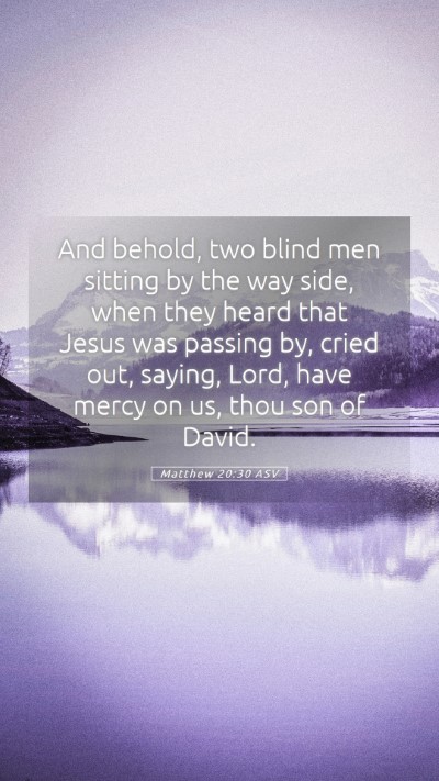Picture 05 - Matthew 20:30 ASV Mobile Phone Wallpaper - And behold, two blind men sitting by the way - Mobile Bible Verse Wallpaper