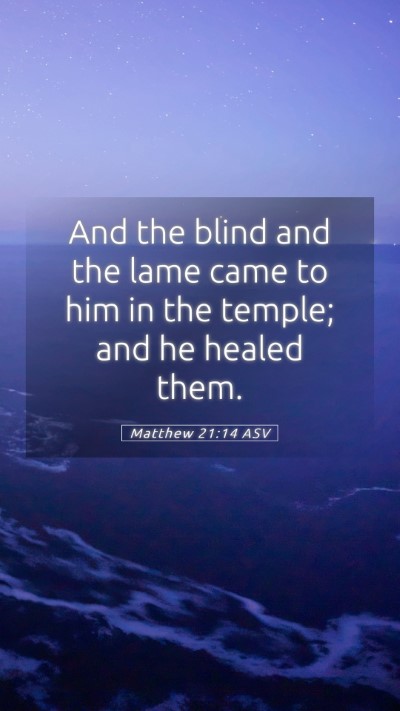 Picture 05 - Matthew 21:14 ASV Mobile Phone Wallpaper - And the blind and the lame came to him in the - Mobile Bible Verse Wallpaper