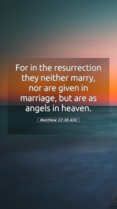 Picture 05 - Matthew 22:30 ASV Mobile Phone Wallpaper - For in the resurrection they neither marry, nor - Mobile Bible Verse Wallpaper