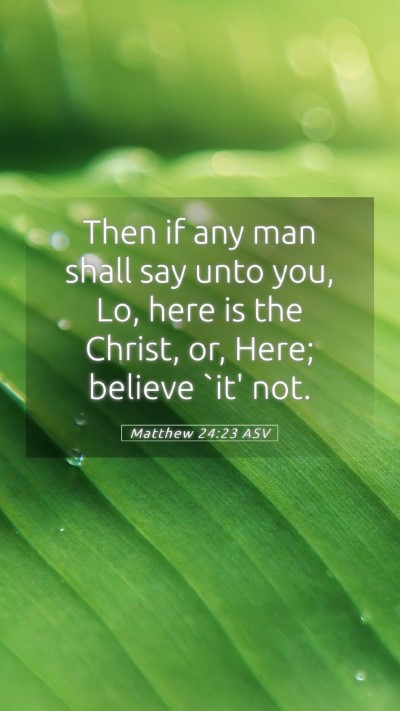Picture 05 - Matthew 24:23 ASV Mobile Phone Wallpaper - Then if any man shall say unto you, Lo, here is - Mobile Bible Verse Wallpaper