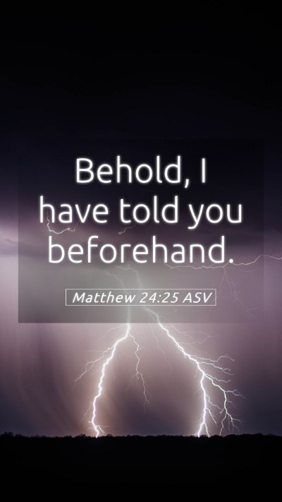 Picture 05 - Matthew 24:25 ASV Mobile Phone Wallpaper - Behold, I have told you - Mobile Bible Verse Wallpaper