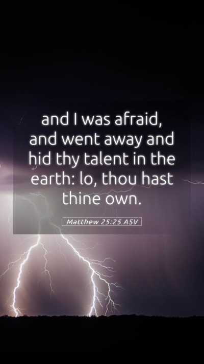Picture 05 - Matthew 25:25 ASV Mobile Phone Wallpaper - and I was afraid, and went away and hid thy - Mobile Bible Verse Wallpaper