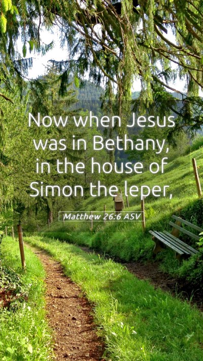 Picture 05 - Matthew 26:6 ASV Mobile Phone Wallpaper - Now when Jesus was in Bethany, in the house of - Mobile Bible Verse Wallpaper