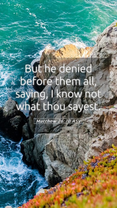 Picture 05 - Matthew 26:70 ASV Mobile Phone Wallpaper - But he denied before them all, saying, I know not - Mobile Bible Verse Wallpaper