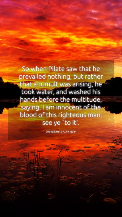 Picture 05 - Matthew 27:24 ASV Mobile Phone Wallpaper - So when Pilate saw that he prevailed nothing, but - Mobile Bible Verse Wallpaper