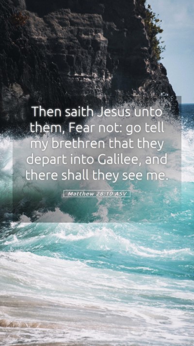 Picture 05 - Matthew 28:10 ASV Mobile Phone Wallpaper - Then saith Jesus unto them, Fear not: go tell my - Mobile Bible Verse Wallpaper