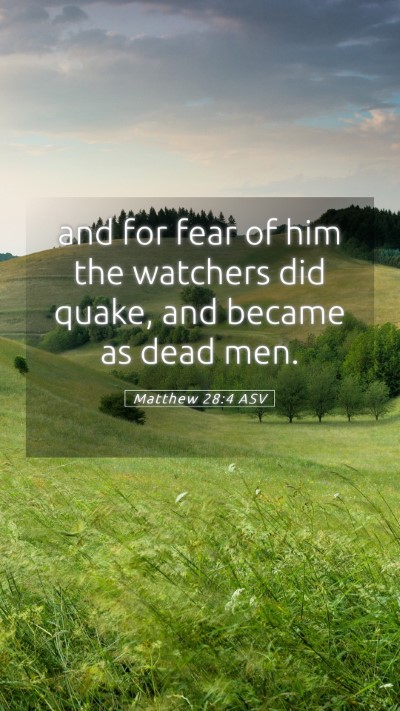 Picture 05 - Matthew 28:4 ASV Mobile Phone Wallpaper - and for fear of him the watchers did quake, and - Mobile Bible Verse Wallpaper