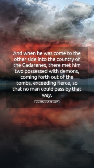 Picture 05 - Matthew 8:28 ASV Mobile Phone Wallpaper - And when he was come to the other side into the - Mobile Bible Verse Wallpaper