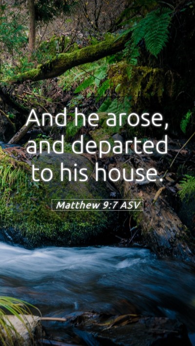 Picture 05 - Matthew 9:7 ASV Mobile Phone Wallpaper - And he arose, and departed to his - Mobile Bible Verse Wallpaper