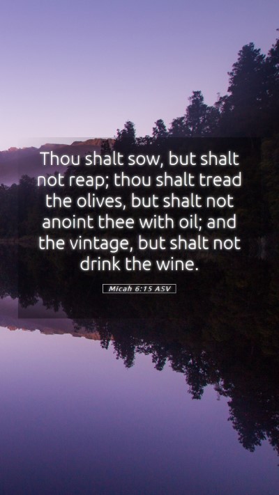 Picture 05 - Micah 6:15 ASV Mobile Phone Wallpaper - Thou shalt sow, but shalt not reap; thou shalt - Mobile Bible Verse Wallpaper