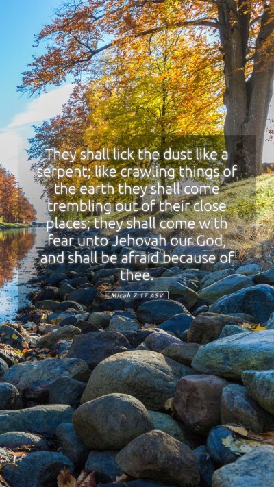 Picture 05 - Micah 7:17 ASV Mobile Phone Wallpaper - They shall lick the dust like a serpent; like - Mobile Bible Verse Wallpaper