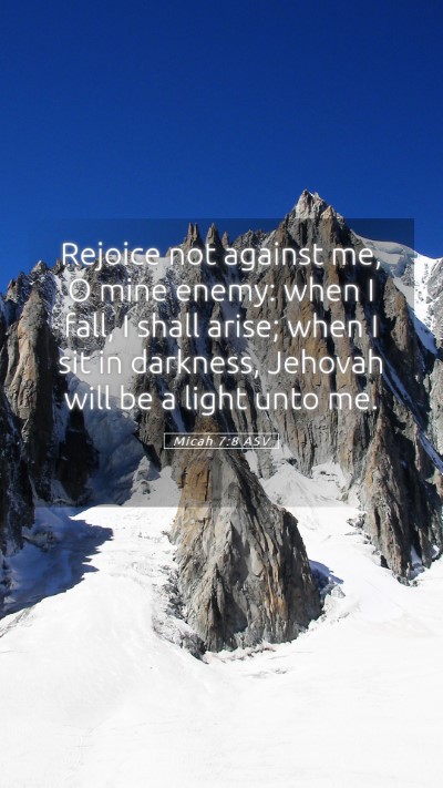 Picture 05 - Micah 7:8 ASV Mobile Phone Wallpaper - Rejoice not against me, O mine enemy: when I - Mobile Bible Verse Wallpaper