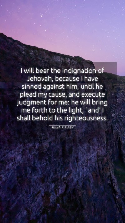 Picture 05 - Micah 7:9 ASV Mobile Phone Wallpaper - I will bear the indignation of Jehovah, because I - Mobile Bible Verse Wallpaper