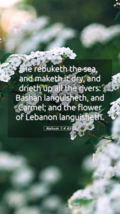 Picture 05 - Nahum 1:4 ASV Mobile Phone Wallpaper - He rebuketh the sea, and maketh it dry, and - Mobile Bible Verse Wallpaper