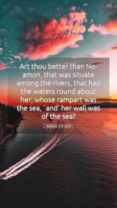 Picture 05 - Nahum 3:8 ASV Mobile Phone Wallpaper - Art thou better than No-amon, that was situate - Mobile Bible Verse Wallpaper