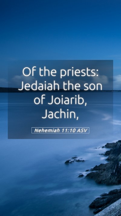 Picture 05 - Nehemiah 11:10 ASV Mobile Phone Wallpaper - Of the priests: Jedaiah the son of Joiarib, - Mobile Bible Verse Wallpaper