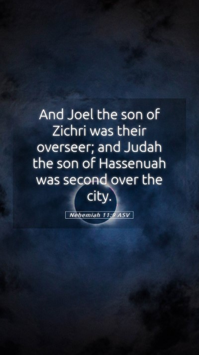 Picture 05 - Nehemiah 11:9 ASV Mobile Phone Wallpaper - And Joel the son of Zichri was their overseer; - Mobile Bible Verse Wallpaper