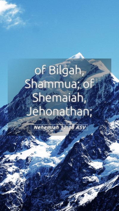 Picture 05 - Nehemiah 12:18 ASV Mobile Phone Wallpaper - of Bilgah, Shammua; of Shemaiah, - Mobile Bible Verse Wallpaper