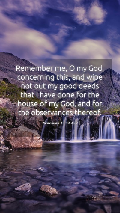 Picture 05 - Nehemiah 13:14 ASV Mobile Phone Wallpaper - Remember me, O my God, concerning this, and wipe - Mobile Bible Verse Wallpaper