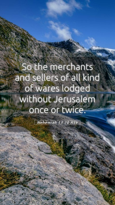 Picture 05 - Nehemiah 13:20 ASV Mobile Phone Wallpaper - So the merchants and sellers of all kind of wares - Mobile Bible Verse Wallpaper