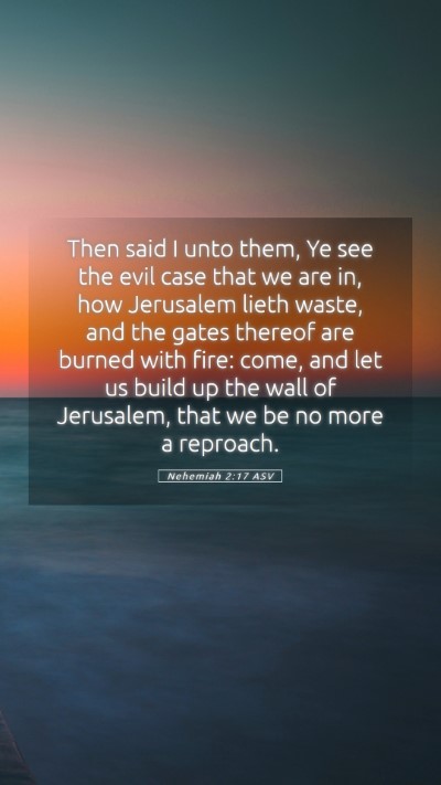 Picture 05 - Nehemiah 2:17 ASV Mobile Phone Wallpaper - Then said I unto them, Ye see the evil case that - Mobile Bible Verse Wallpaper