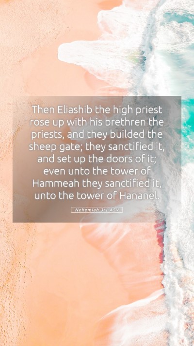 Picture 05 - Nehemiah 3:1 ASV Mobile Phone Wallpaper - Then Eliashib the high priest rose up with his - Mobile Bible Verse Wallpaper