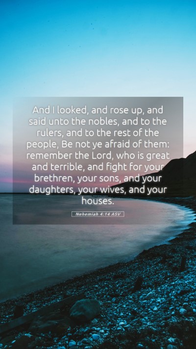 Picture 05 - Nehemiah 4:14 ASV Mobile Phone Wallpaper - And I looked, and rose up, and said unto the - Mobile Bible Verse Wallpaper