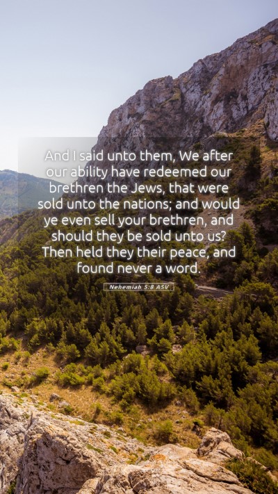 Picture 05 - Nehemiah 5:8 ASV Mobile Phone Wallpaper - And I said unto them, We after our ability have - Mobile Bible Verse Wallpaper