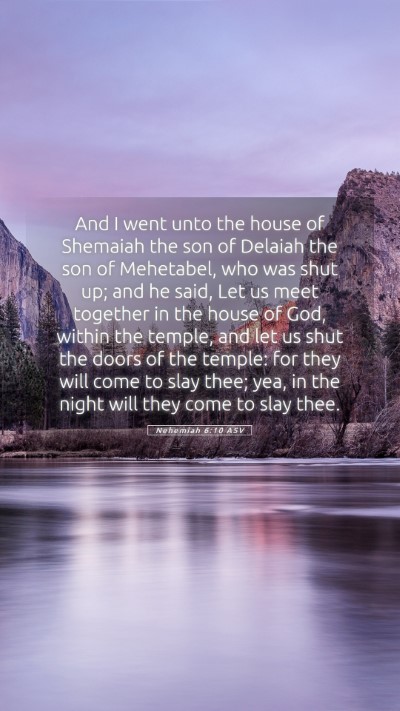 Picture 05 - Nehemiah 6:10 ASV Mobile Phone Wallpaper - And I went unto the house of Shemaiah the son of - Mobile Bible Verse Wallpaper