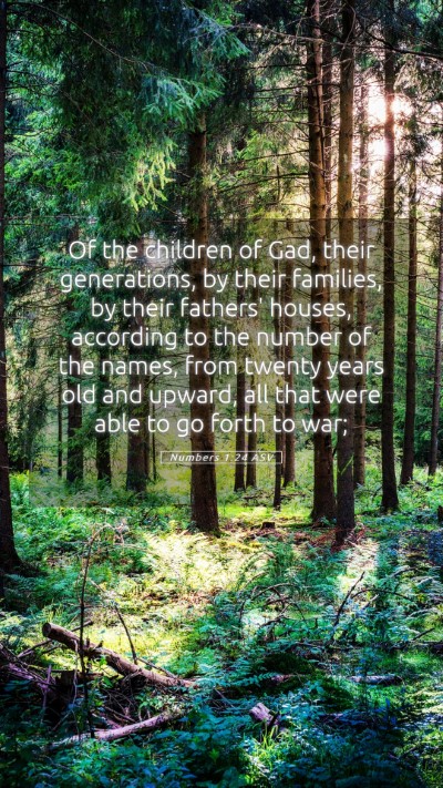 Picture 05 - Numbers 1:24 ASV Mobile Phone Wallpaper - Of the children of Gad, their generations, by - Mobile Bible Verse Wallpaper