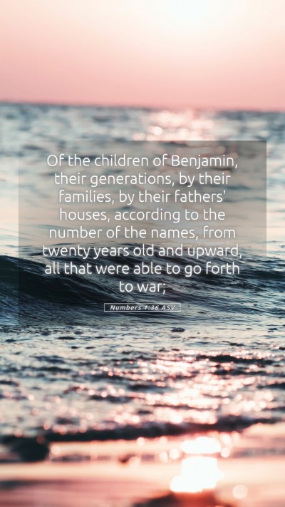 Picture 05 - Numbers 1:36 ASV Mobile Phone Wallpaper - Of the children of Benjamin, their generations, - Mobile Bible Verse Wallpaper