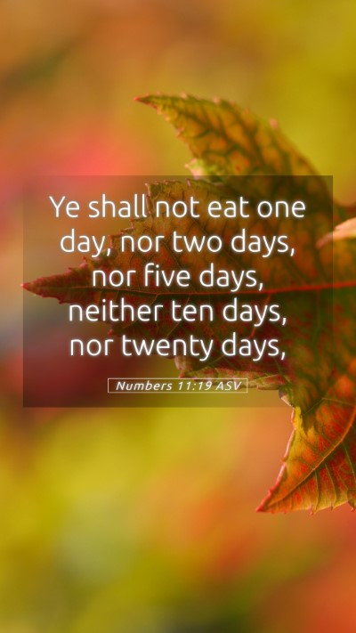 Picture 05 - Numbers 11:19 ASV Mobile Phone Wallpaper - Ye shall not eat one day, nor two days, nor five - Mobile Bible Verse Wallpaper