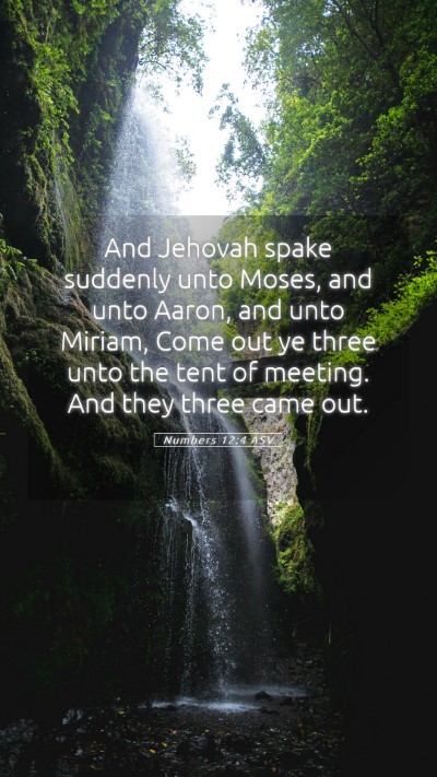 Picture 05 - Numbers 12:4 ASV Mobile Phone Wallpaper - And Jehovah spake suddenly unto Moses, and unto - Mobile Bible Verse Wallpaper