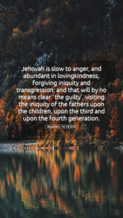 Picture 05 - Numbers 14:18 ASV Mobile Phone Wallpaper - Jehovah is slow to anger, and abundant in - Mobile Bible Verse Wallpaper